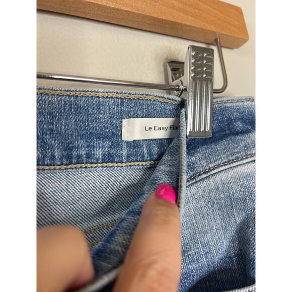 NWT Frame Le Easy Flare Raw Fray Hem Stretch High Rise Jeans Blue Size: 28 - Picture 6 of 9